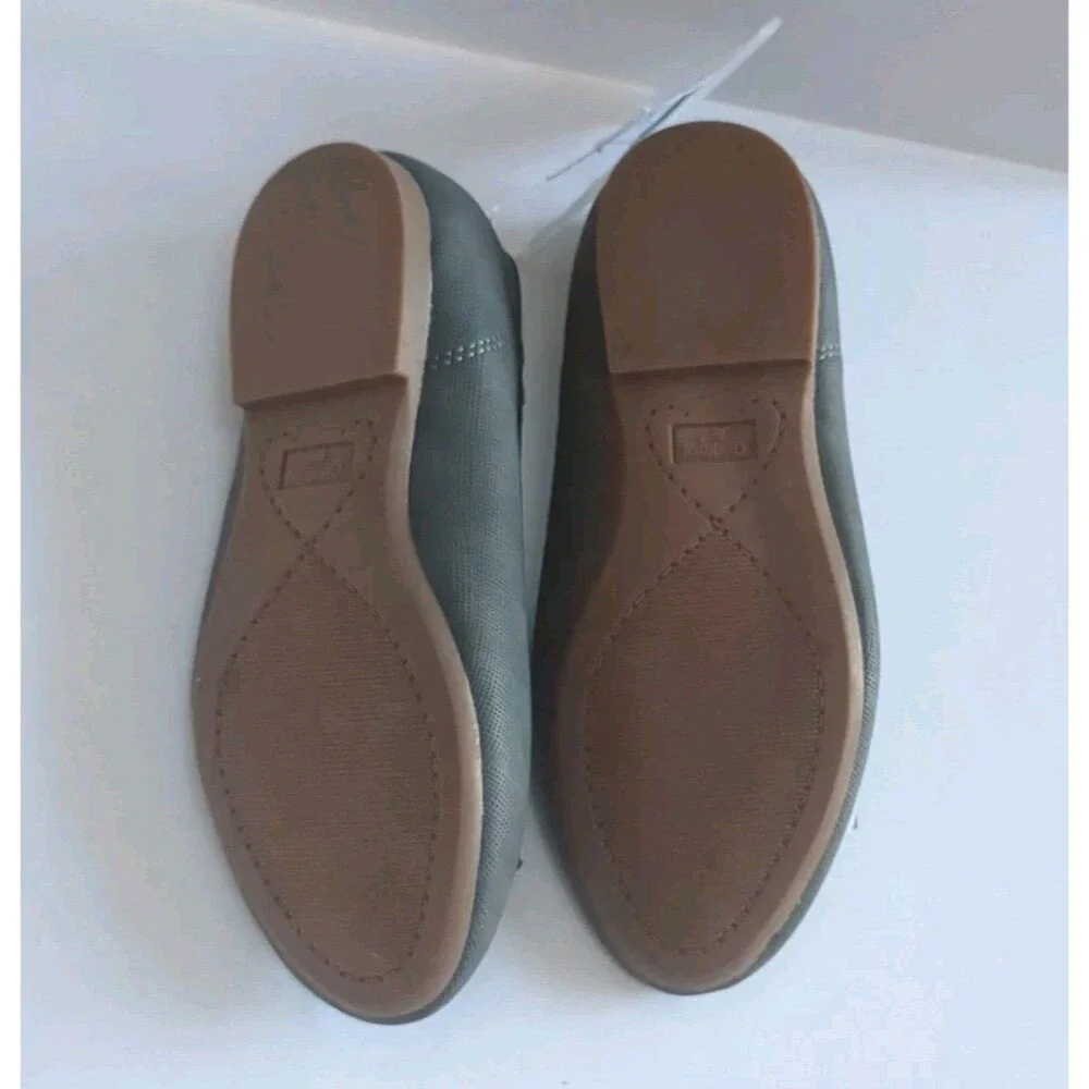 NWT Oshkosh Ballerina Flats Girls 1M Dress Sandals Bow Slip On Dark Grey NEW
